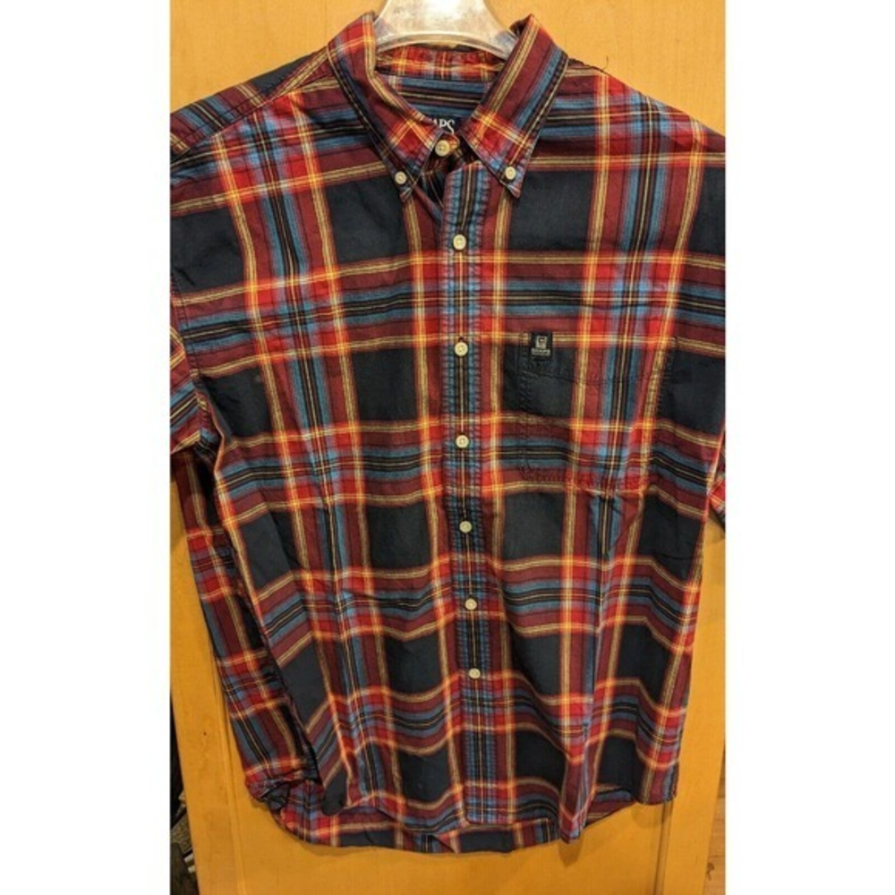 Chaps - Ralph Lauren Mens 16-32/33 Plaid blue green Colorful Small Spot‎ Front